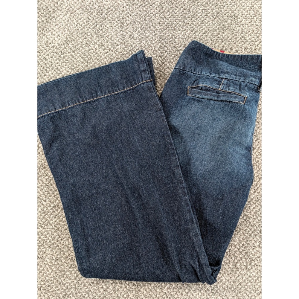 One Earth One Worldwide Community Wide Leg Flare Jeans Dark Wash Size 7